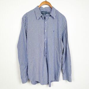 Ralph Lauren Button-Down Shirt – XL – Blue & White Striped